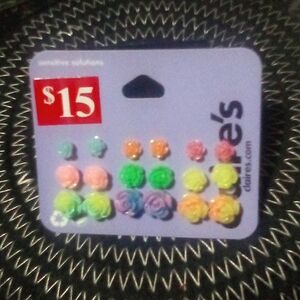 Claire's colorful rose studs earrings